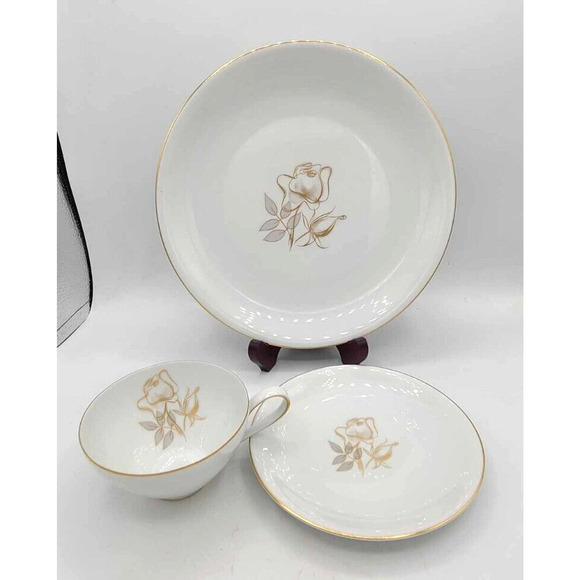 Vintage KPM Krister China Germany Gold Rose Design. 3-Piece Set. - Picture 12 of 12